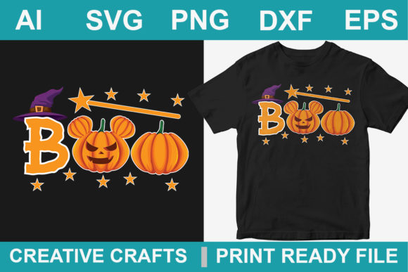 Halloween T-Shirt Design Boo - Graphics for Print Templates