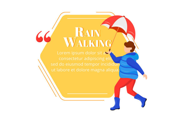 Rain Walking Flat Color Vector Character for Graphic Templates